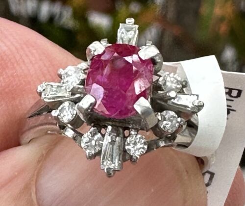 An Exquisite Unheated No Heat 1.11ct Burma Ruby & Diamond Plat Ring