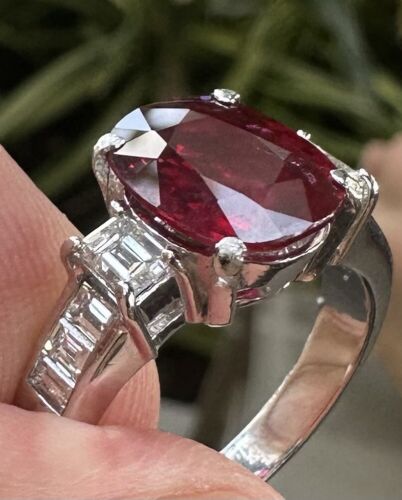 Sensational Unheated No Heat 3.21ct Pigeon’s Blood Ruby Ring Lotus C