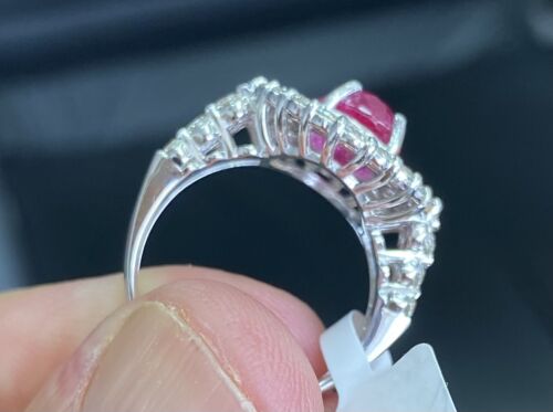 Beautiful Unheated 2.79ct Burma Ruby & Diamond Ring Lotus Certificate