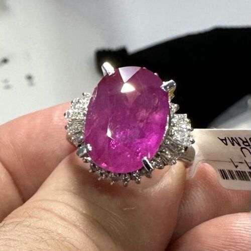 An Immense 9.71ct Burma Ruby & Diamond Ring AIGS