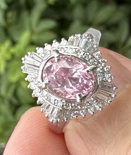 Sensational Unheated 3.18ct Padparadscha Sapphire & Diamond Ring AIGS