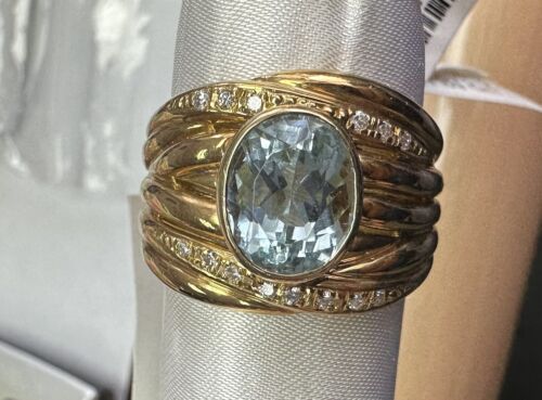 Beautiful Unisex Brazil 3.26ct Aquamarine 18k Ring