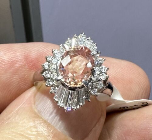 Exquisite Unheated No Heat 1.82ct Padparadscha Sapphire Platinum Ring