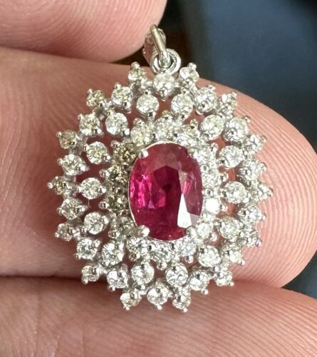 A Superb Unheated 1.00ct Burma Pigeon’s Blood Ruby Pendant AIGS