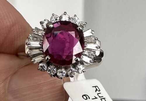 A Delightful 1.01ct Ruby & Diamond Platinum Ring AIGS Certified