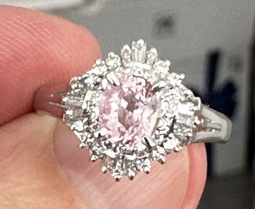 Exquisite Unheated No Heat 1.05ct Padparadscha Sapphire Platinum Ring