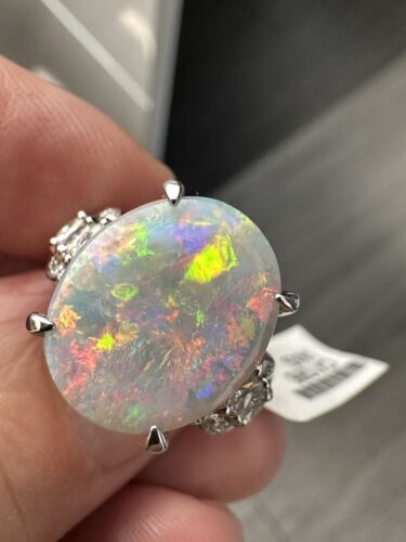 Magnificent 6.59ct Australian Semi Black /Grey Opal & Diamond Platinum