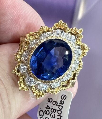 Magnificent Unheated No Heat 6.83ct Blue Sapphire Ring GIA Cert