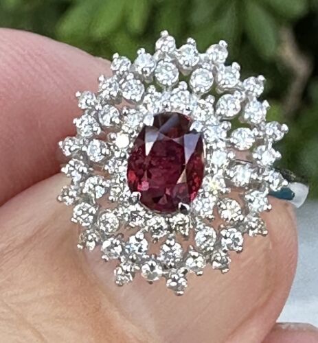 A Magnificent Unheated No Heat 1.23ct Burma Ruby & Diamond Ring GIA