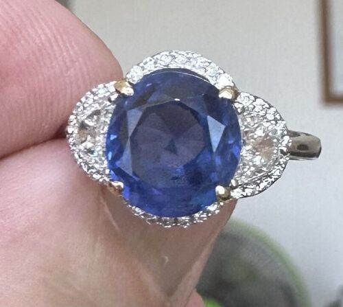 Magnificent Unheated Burma No Heat 5.25ct  Blue Sapphire Ring GIA Cert