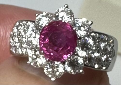 Stunning 2.05ct Unheated No Heat Burma Ruby + Diamond Ring