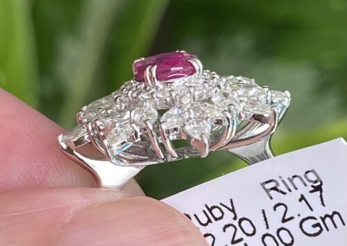 Beautiful Unheated No Heat 2.20ct Burma Ruby & Diamond Ring GIA Cert