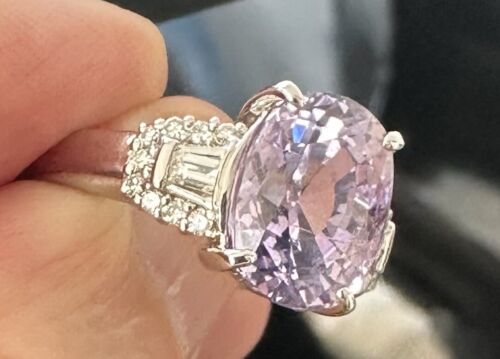 Sensational Unheated No Heat 6.60ct Lilac Sapphire & Diamond Ring GIA