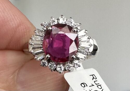 A Delightful 1.01ct Ruby & Diamond Platinum Ring AIGS Certified