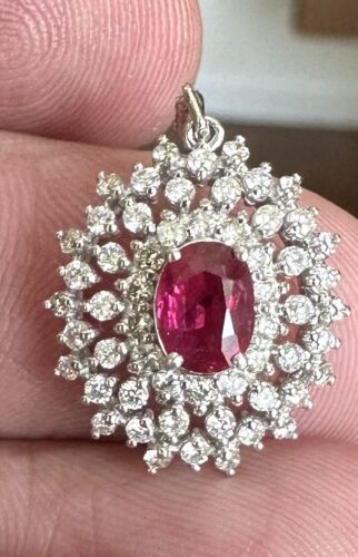 A Superb Unheated 1.00ct Burma Pigeon’s Blood Ruby Pendant AIGS