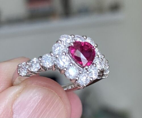 A Magnificent Unheated No Heat 1.02ct Burma Ruby & Diamond Ring GIA