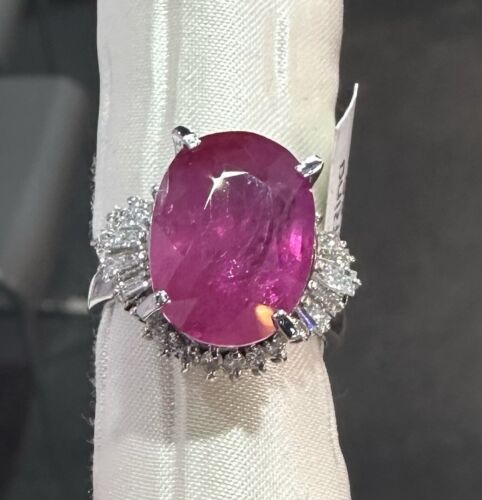 An Immense 9.71ct Burma Ruby & Diamond Ring AIGS