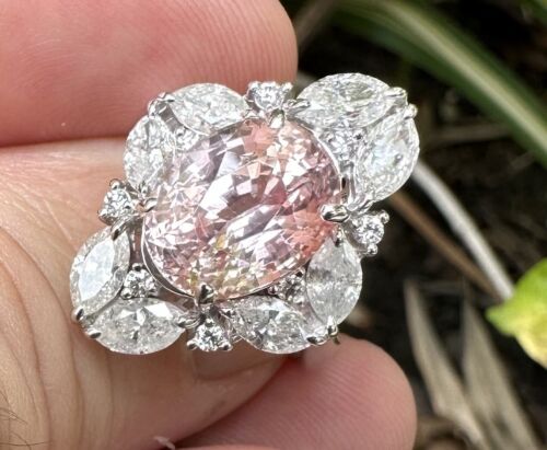 A Magnificent No Heat Unheated 5.83ct Padparadscha Sapphire & Diamond