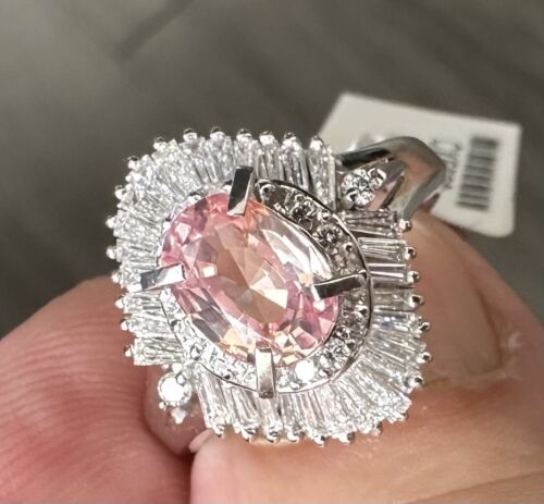 A Delightful 1.49ct Padparadscha Sapphire & Diamond Platinum Ring AIGS