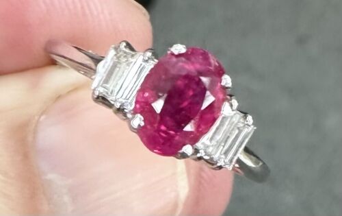 A Superb Unheated No Heat 1.73ct Burma Ruby & Diamond Ring GRS Cert