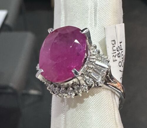 An Immense 9.71ct Burma Ruby & Diamond Ring AIGS