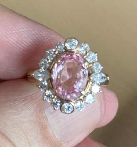 Sensational Unheated 2.19ct Padparadscha Sapphire & Diamond Ring AIGS