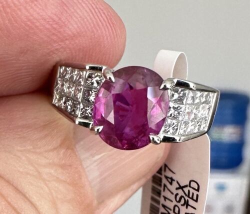 Magnificent 2.67ct Burmese Burma Ruby & Diamond Platinum Ring GIA