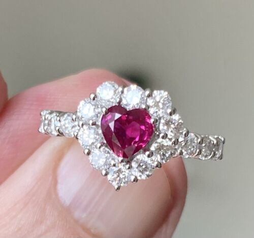 A Magnificent Unheated No Heat 1.02ct Burma Ruby & Diamond Ring GIA