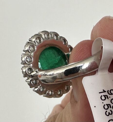 A Beautiful 9.65ct Colombia Emerald & Diamond Platinum Ring