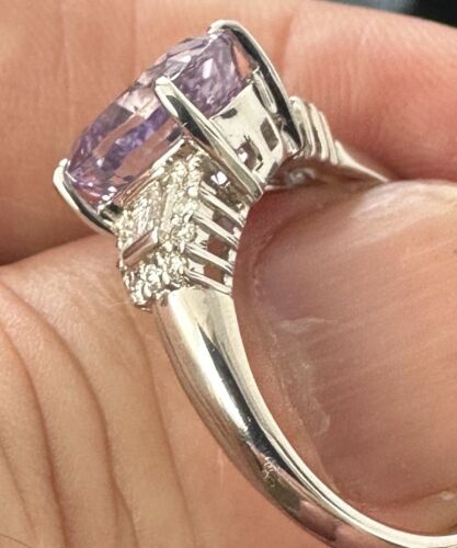 Sensational Unheated No Heat 6.60ct Lilac Sapphire & Diamond Ring GIA