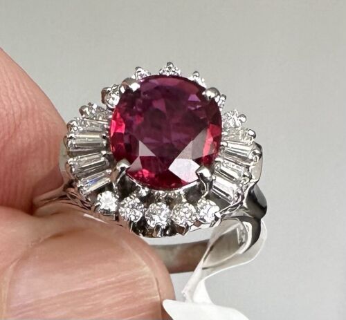 A Delightful 1.01ct Ruby & Diamond Platinum Ring AIGS Certified