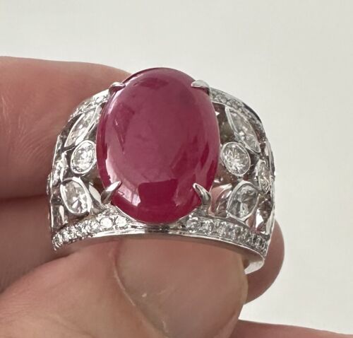 Magnificent 12.50ct Burmese Burma Ruby & Diamond Platinum Ring