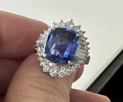 Magnificent Unheated No Heat 6.00ct Blue Sapphire Ring AIGS Cert