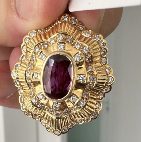 A Wonderful 2.52ct Thai Ruby & Diamond 18k Pendant