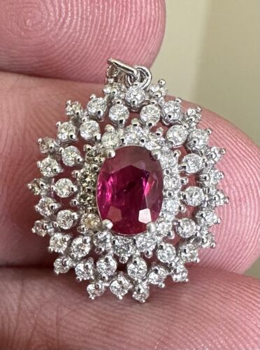 A Beautiful  Unheated 1.00ct Burma Pigeon’s Blood Ruby Pendant AIGS