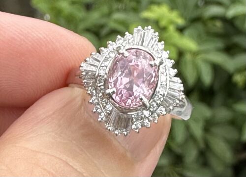 Sensational Unheated 3.18ct Padparadscha Sapphire & Diamond Ring AIGS