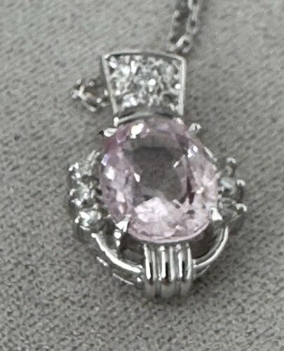 Pretty 3.06ct Unheated Sri Lanka Pink Sapphire Platinum Pendant