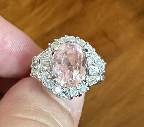 A Magnificent No Heat Unheated 6.04ct Padparadscha Sapphire Ring GRS