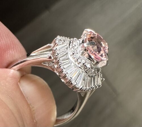 A Delightful 1.49ct Padparadscha Sapphire & Diamond Platinum Ring AIGS