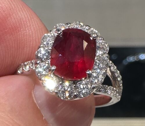 Sensational Unheated No Heat 3.00ct Pigeon’s Blood Ruby Ring GRS