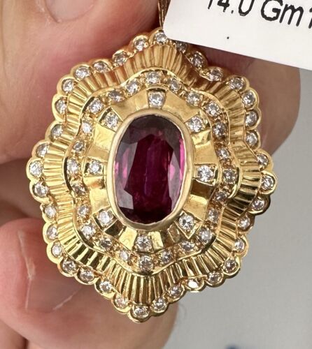 A Wonderful 2.52ct Thai Ruby & Diamond 18k Pendant