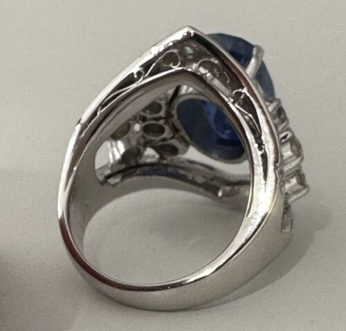 Magnificent Unheated Burma 7.28ct Cornflower Blue Sapphire Ring Lotus