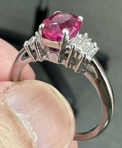 A Superb Unheated No Heat 1.73ct Burma Ruby & Diamond Ring GRS Cert