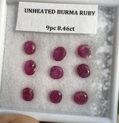 Closeout Unheated No Heat 9pc 8.46ct Burma Ruby Parcel