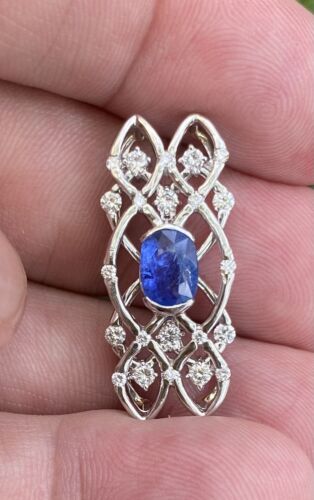 Beautiful Unheated No Heat 1.31ct Burma Blue Sapphire & Diamond Pendan