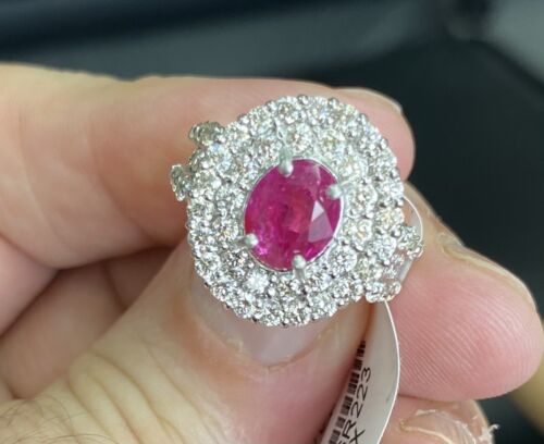 Beautiful Unheated 2.79ct Burma Ruby & Diamond Ring Lotus Certificate