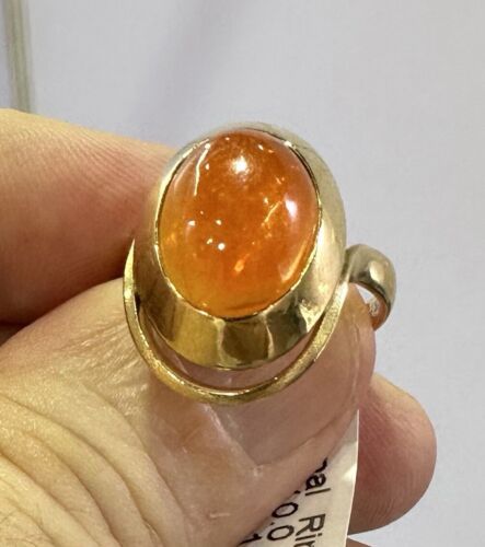 Delightful 4.57ct Mexican Fire Opal & Diamond 18k Ring