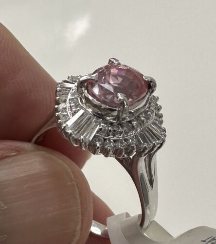 Sensational Unheated 3.18ct Padparadscha Sapphire & Diamond Ring AIGS