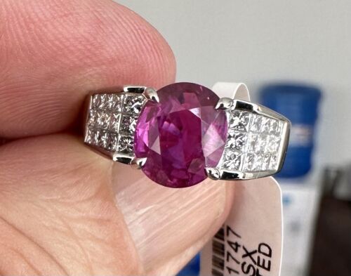 Magnificent 2.67ct Burmese Burma Ruby & Diamond Platinum Ring GIA