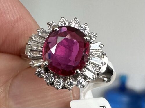 A Delightful 1.01ct Ruby & Diamond Platinum Ring AIGS Certified